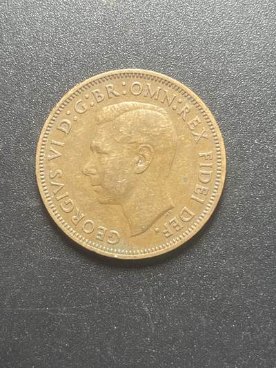 各个国家硬币专场1  英国半便士0.5铜币乔冶六世帆船25.5mm欧洲