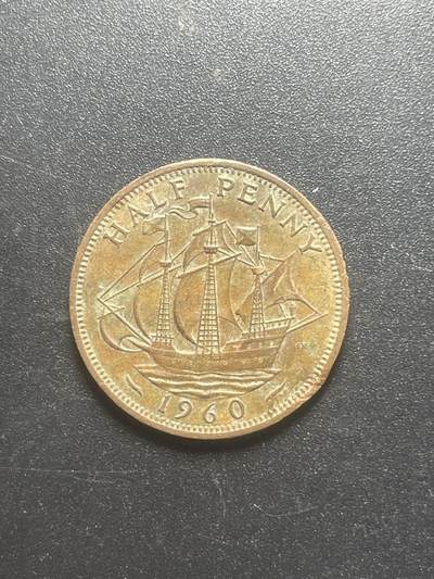 各个国家硬币专场1 英国1965年半便士硬币 帆船