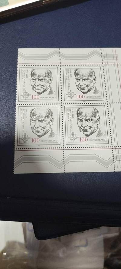 德国邮票专场，都是四方联人物题材 - 德国邮票四方联一张，1996年发行，名人  宗教人物 包德斯温。品相如图
