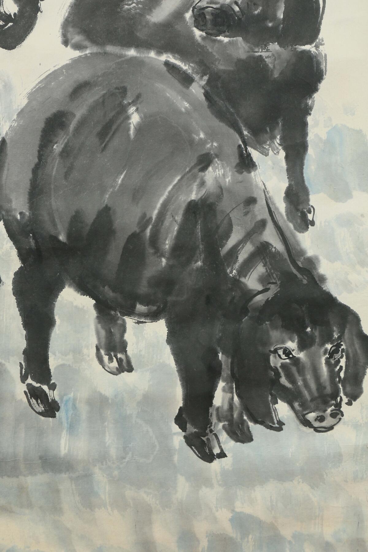 承乾2025迎春文物艺术品拍卖会 书画合作 谭泽闿·徐悲鸿 155*34cm 设色纸本立轴