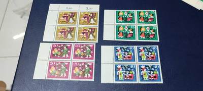 德国邮票专场，都是四方联套票 - 德国邮票四方联一套，1964年发行，童话故事  睡美人4全，品相如图