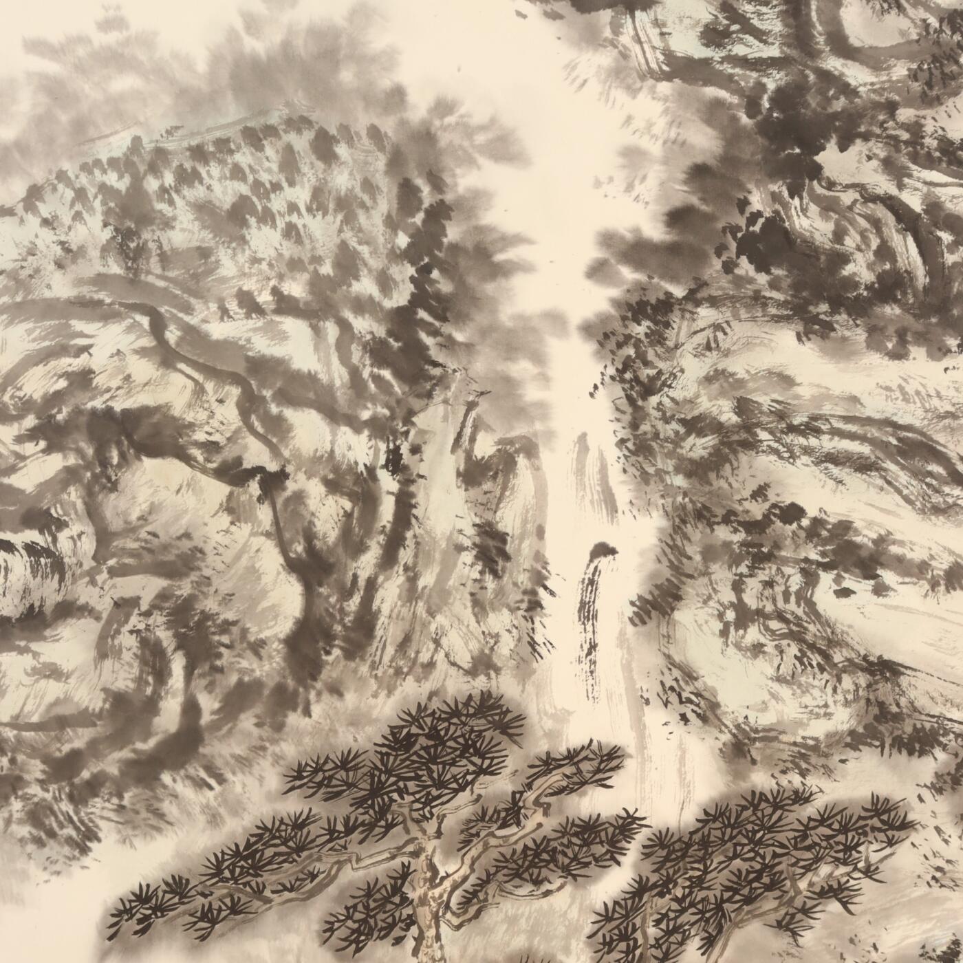 承乾2025迎春文物艺术品拍卖会 夏山雨后 邓传林、郭兴耕 133*66.5cm 设色纸本立轴