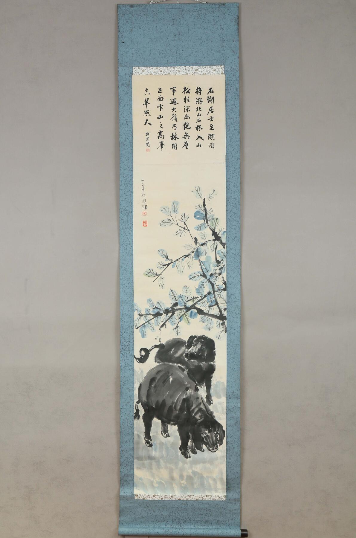 承乾2025迎春文物艺术品拍卖会 书画合作 谭泽闿·徐悲鸿 155*34cm 设色纸本立轴