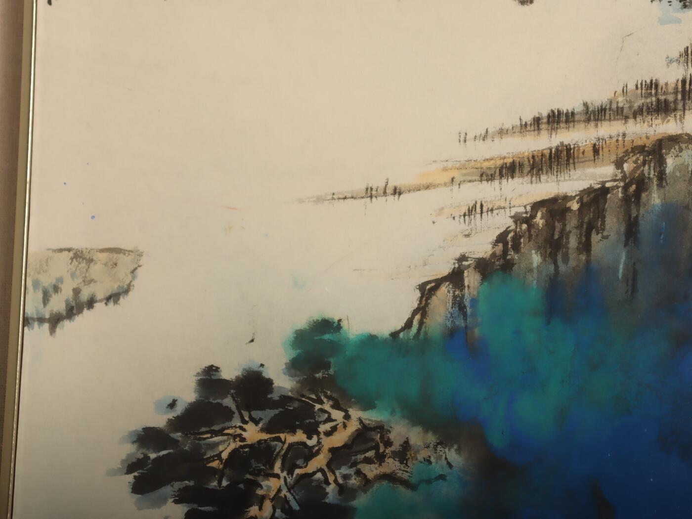 承乾2025迎春文物艺术品拍卖会 泼彩山水 张大千 68*40.5cm 设色纸本镜框