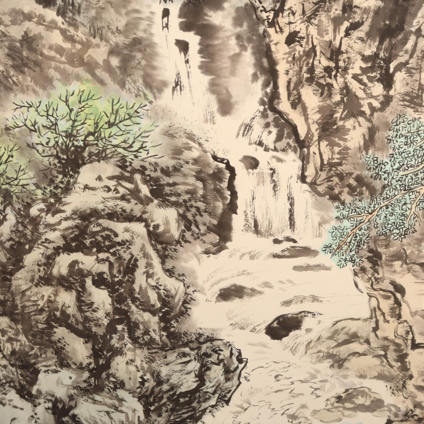 承乾2025迎春文物艺术品拍卖会 夏山雨后 邓传林、郭兴耕 133*66.5cm 设色纸本立轴