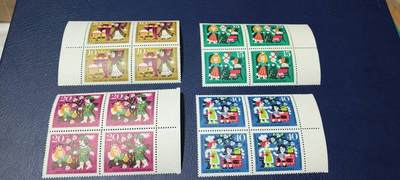 德国邮票专场，都是四方联套票 - 德国邮票四方联一套，1964年发行，童话故事睡美人，品相如图