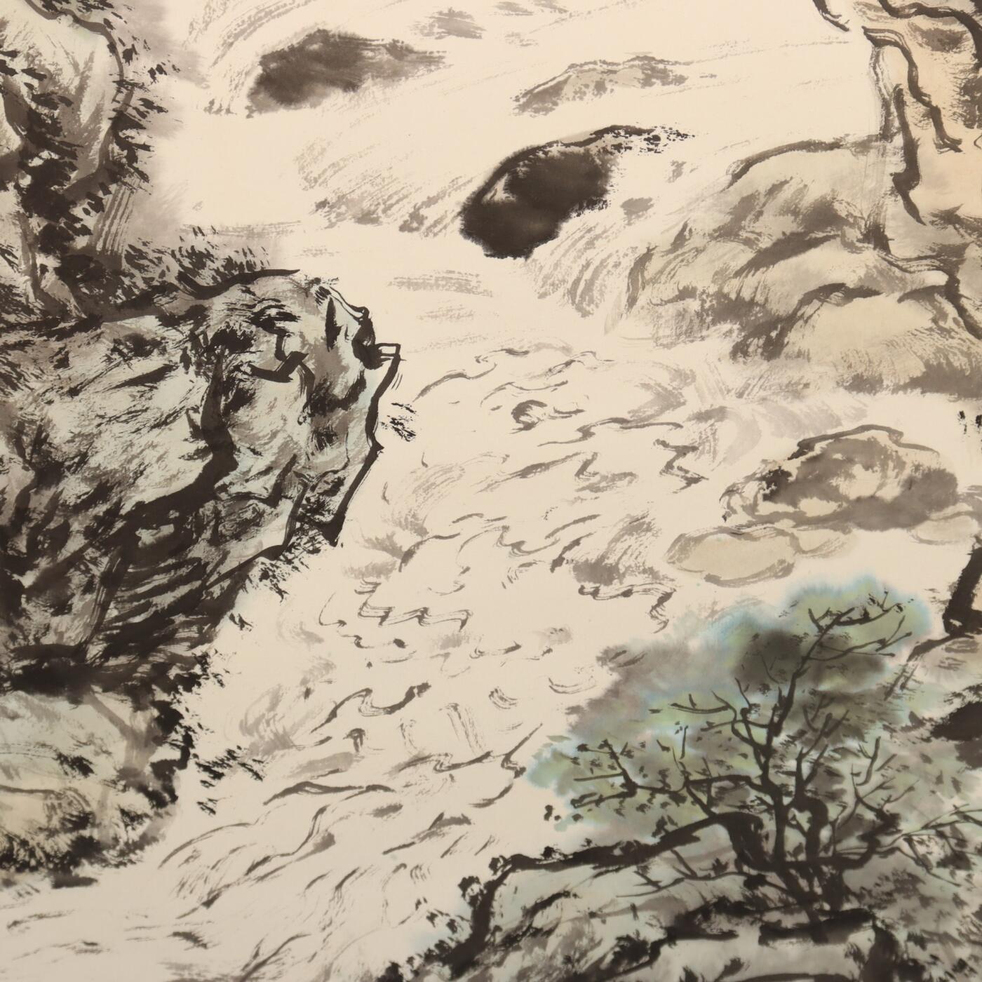 承乾2025迎春文物艺术品拍卖会 夏山雨后 邓传林、郭兴耕 133*66.5cm 设色纸本立轴