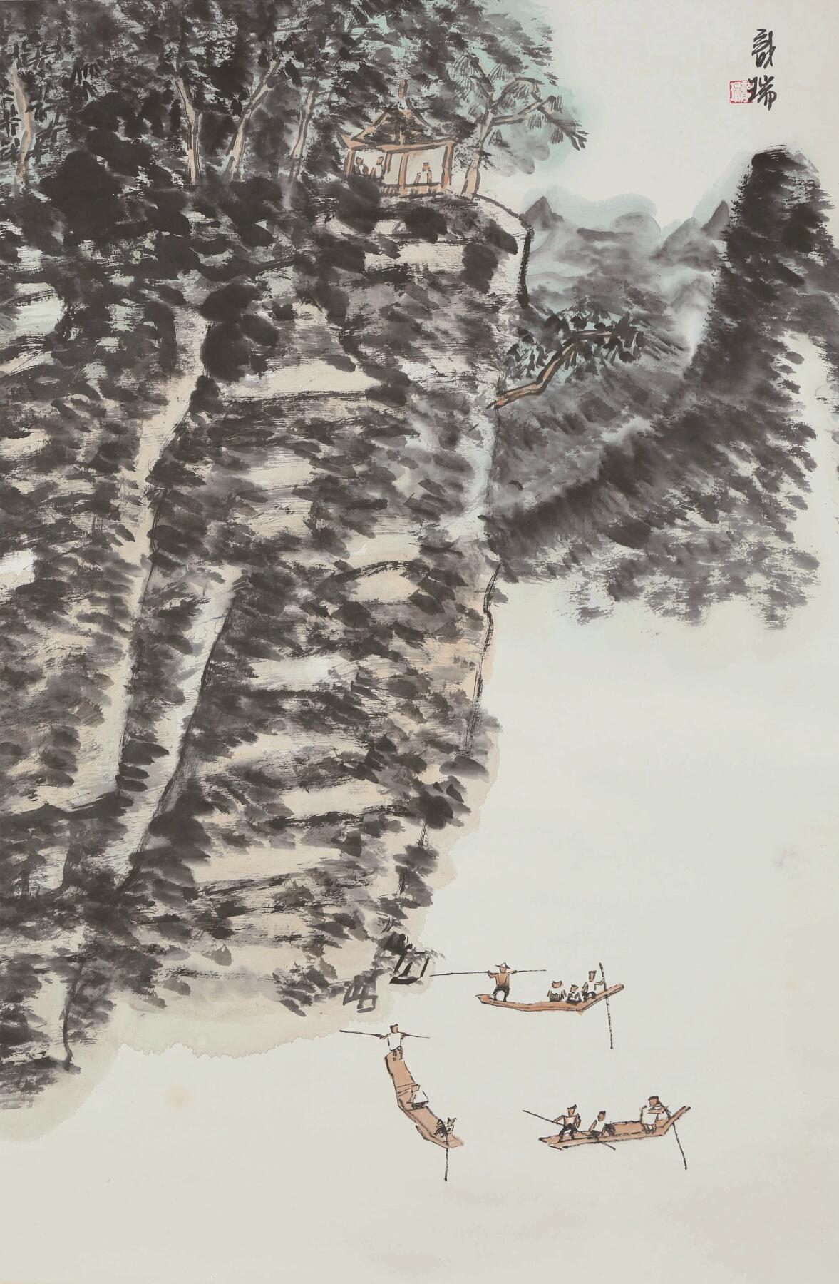 承乾2025迎春文物艺术品拍卖会 山水 龙瑞 67*44cm 设色纸本立轴
