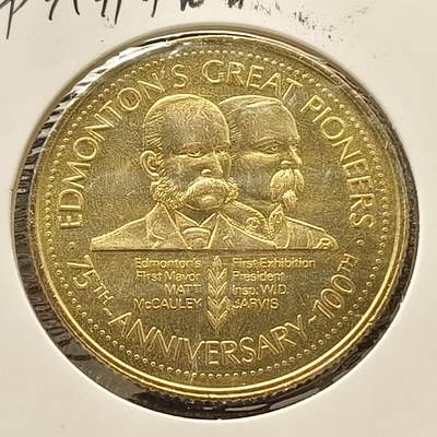 0起1加再包邮-纯粹捡漏拍-419套币银币场 - 【代币】加拿大埃德蒙顿市1979年克朗代克日（淘金节）旅游纪念代币-马特·麦考利和贾维斯