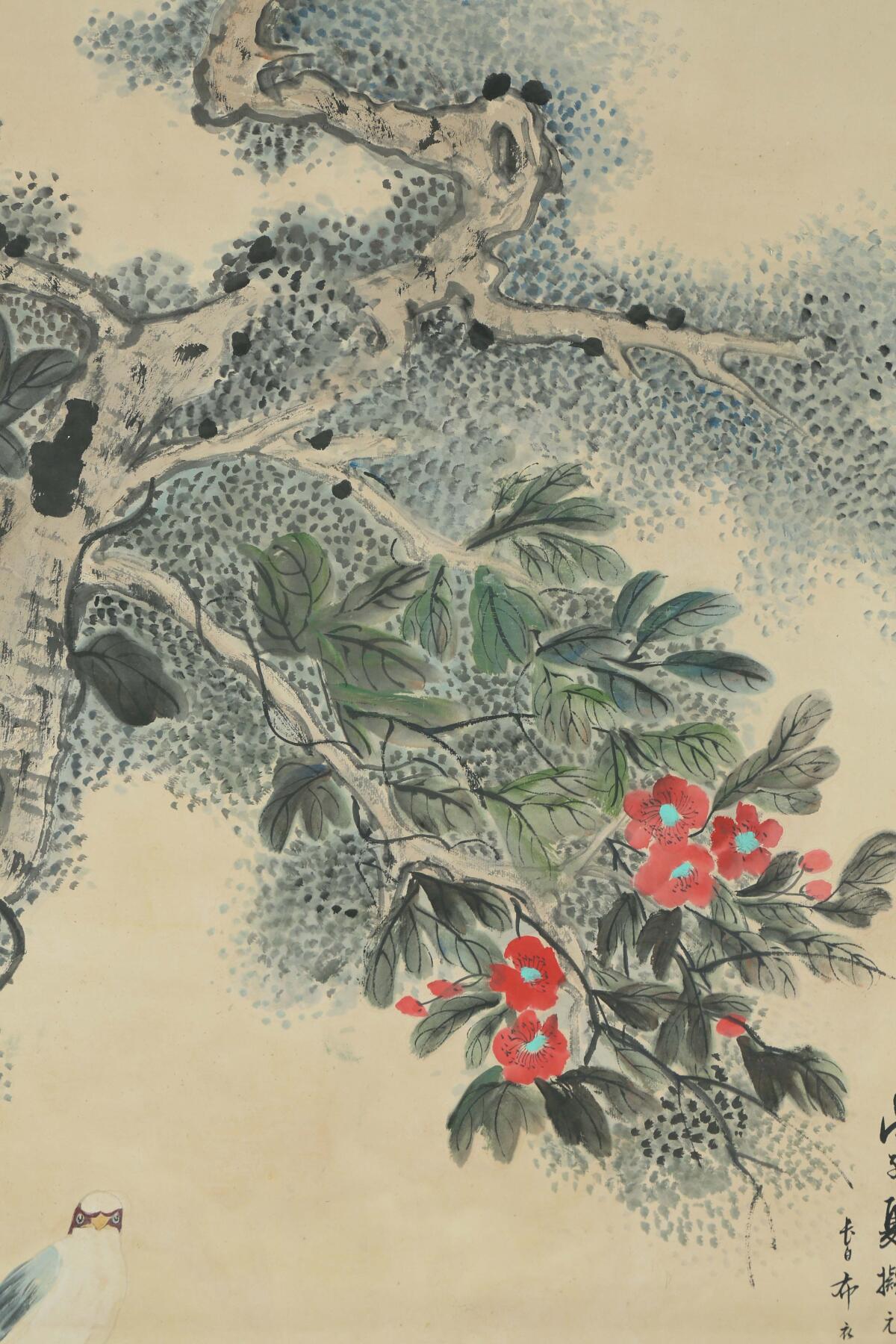 承乾2025迎春文物艺术品拍卖会 花鸟 颜伯龙 132*52cm 设色纸本立轴