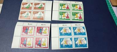 德国邮票专场，都是四方联套票 - 德国邮票一套，1965年发行，童话故事《灰姑娘》机4全，品相如图