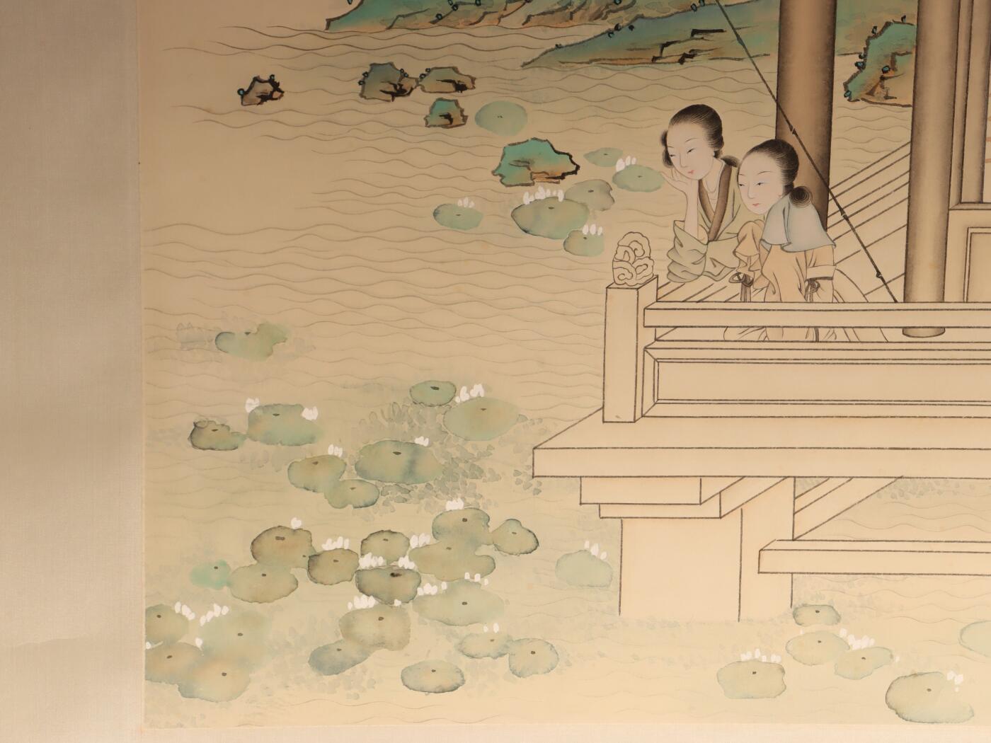 承乾2025迎春文物艺术品拍卖会 双美图 篆平湖 46*33cm 设色纸本立轴