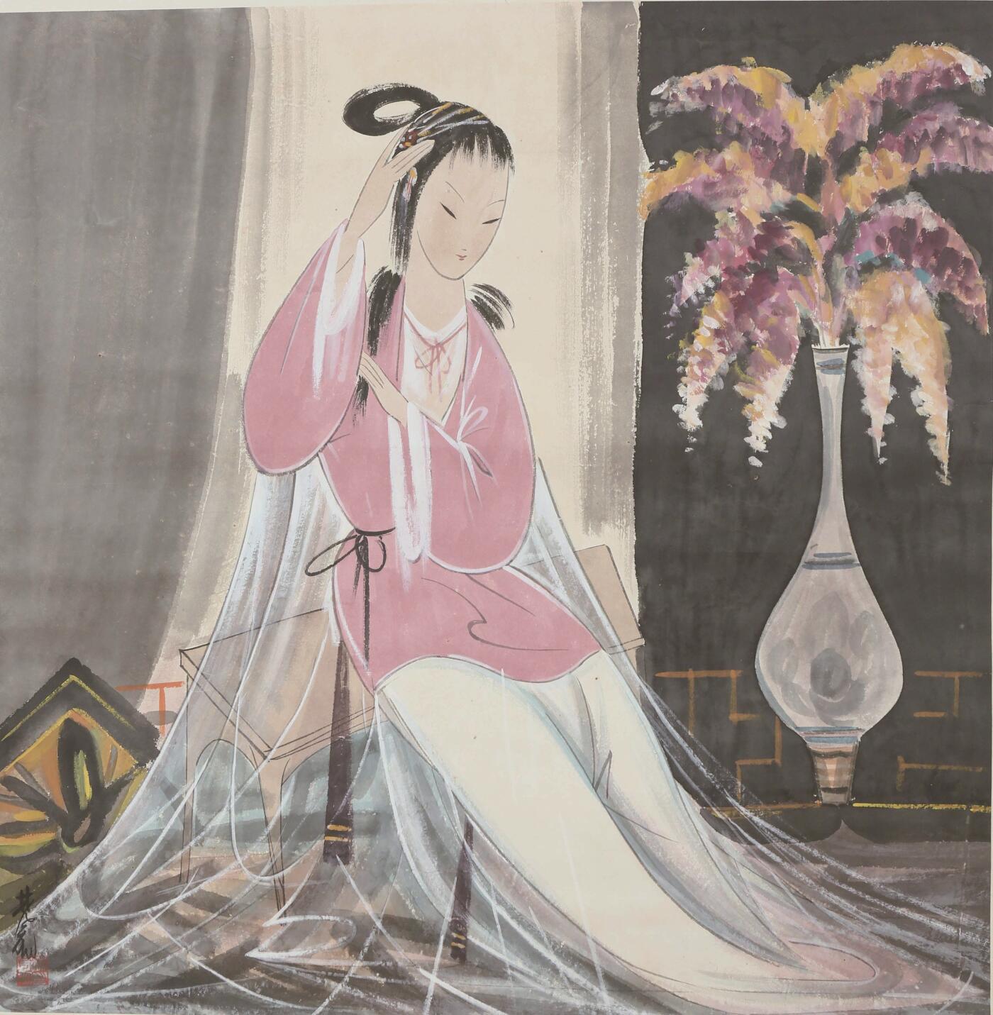 承乾2025迎春文物艺术品拍卖会 梳妆图 林风眠 69*68cm 设色纸本立轴