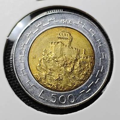 KK钱币收藏小铺 266场 2月预留时间 周末发货 -  1988，圣马力诺 500 里拉双色币