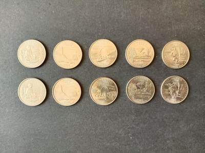 0押0拍0邮    美国硬币四分之一美元（25美分）QUARTER DOLLAR专场，1968-2013，全部自然流通好品 - 25美分硬币2003年D、P版10枚