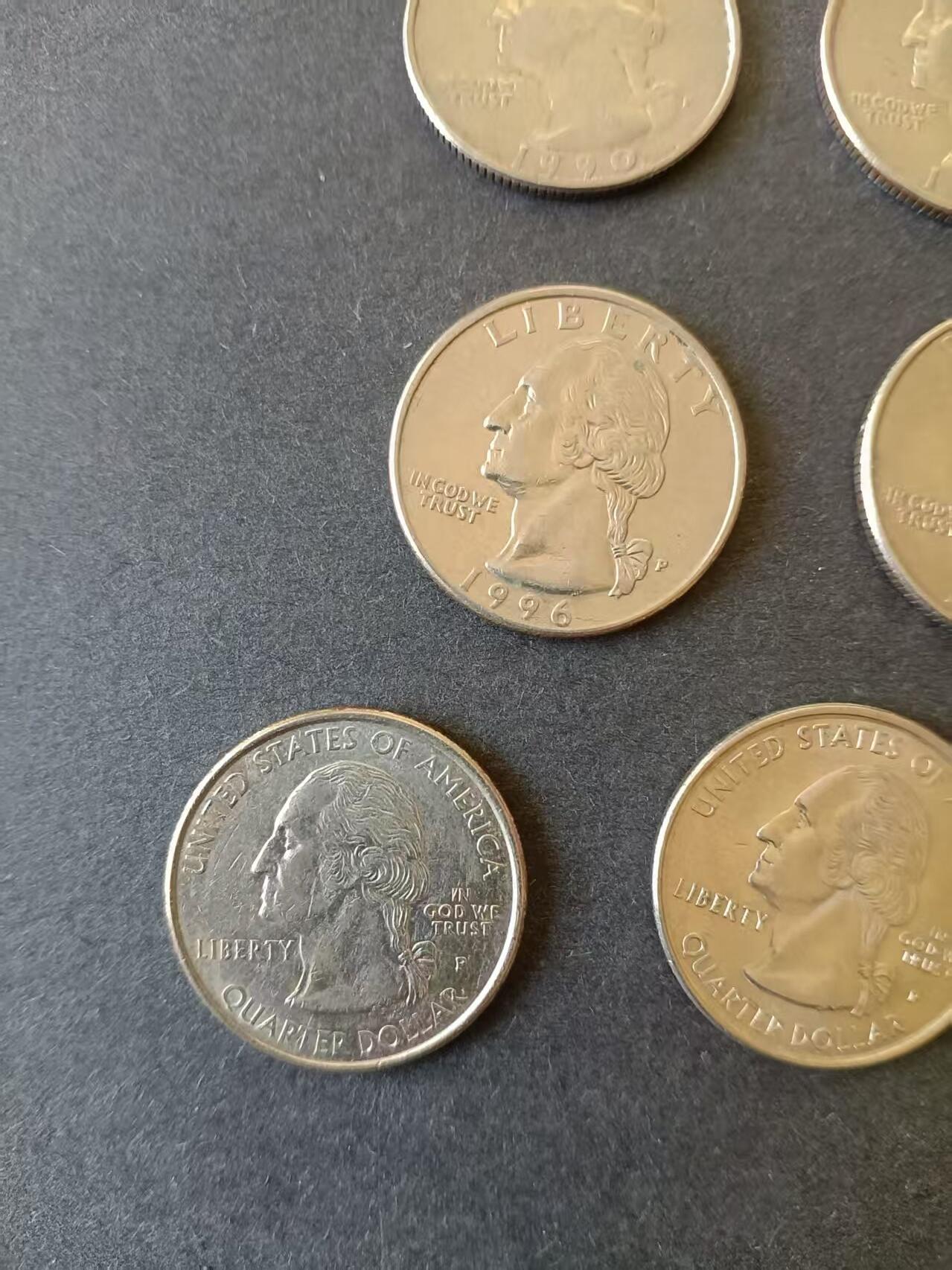 0押0拍0邮    美国硬币四分之一美元（25美分）QUARTER DOLLAR专场，1968-2013，全部自然流通好品 25美分硬币20世纪90年代P版 12枚