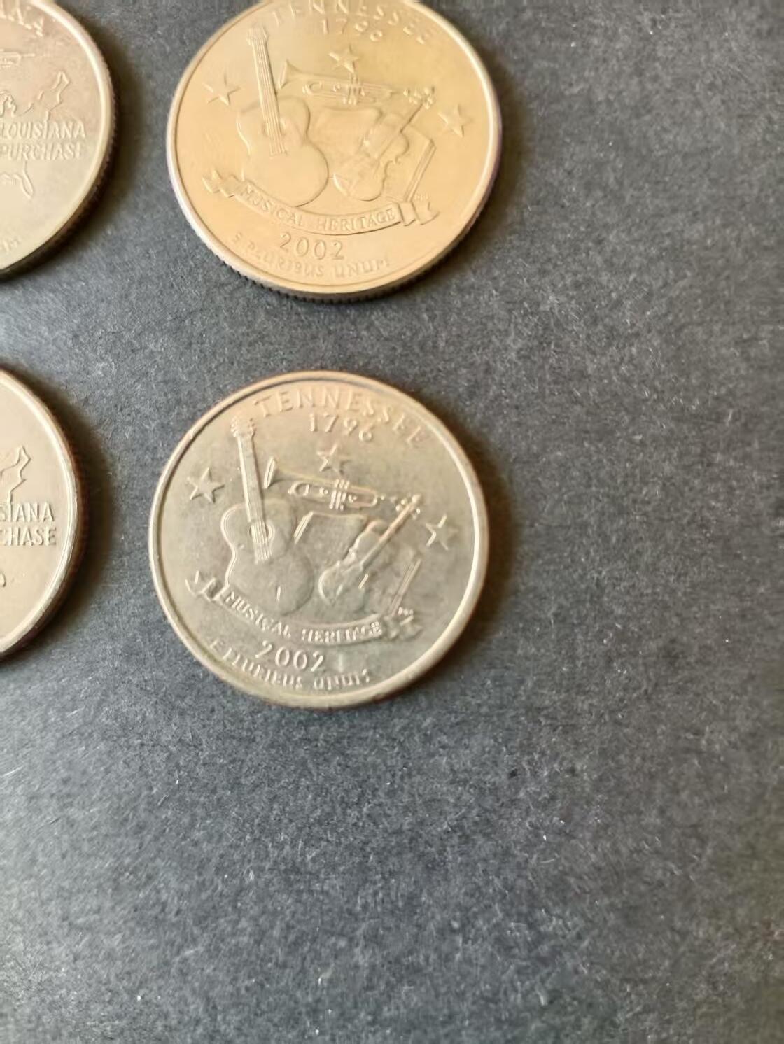 0押0拍0邮    美国硬币四分之一美元（25美分）QUARTER DOLLAR专场，1968-2013，全部自然流通好品 25美分硬币2002年D、P版10枚
