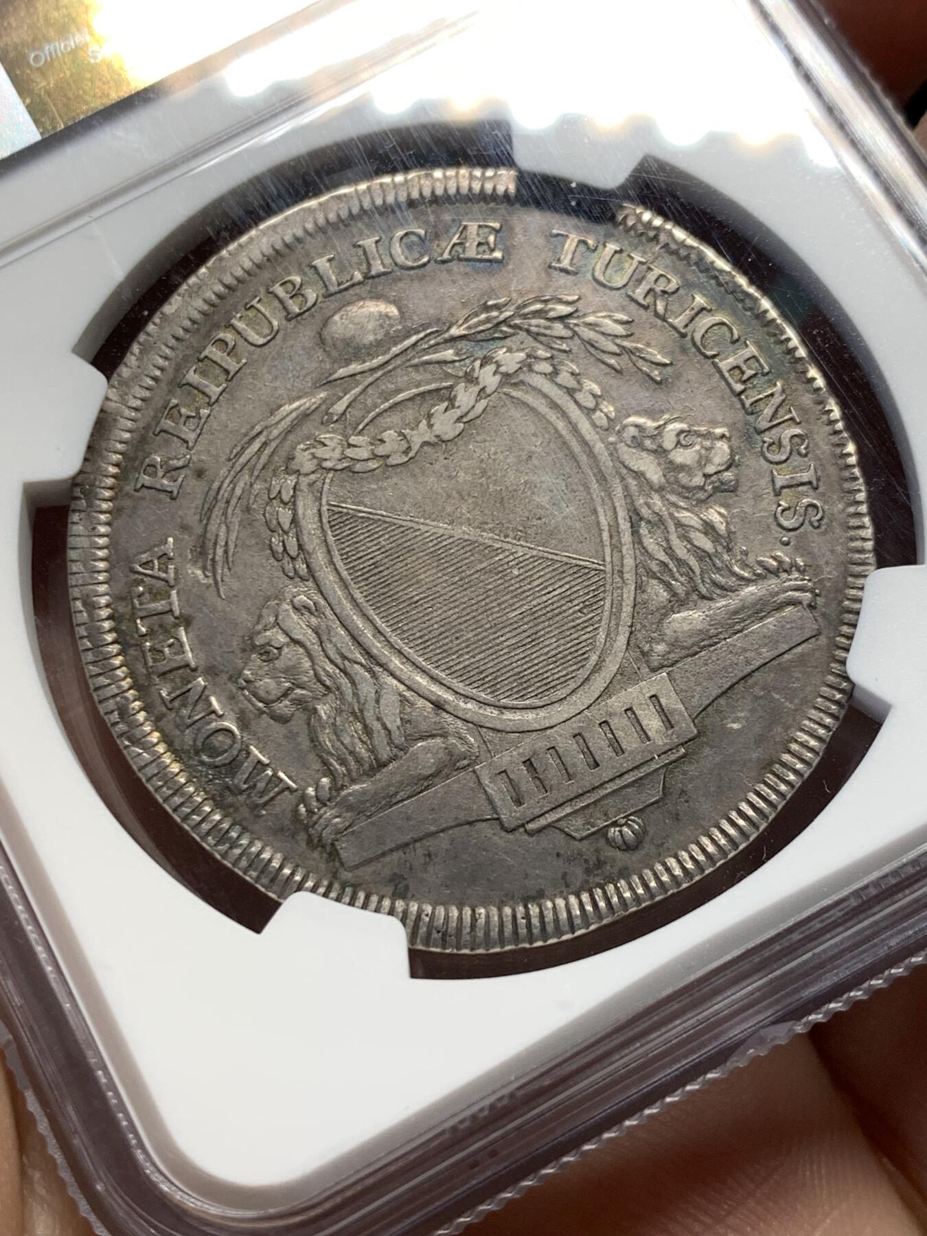 《竞宝斋》第372场 周日，周一 2场连拍 （全场包邮） NGC AU50 瑞士 1790年 苏黎世 景观泰勒大银币 非常见版本