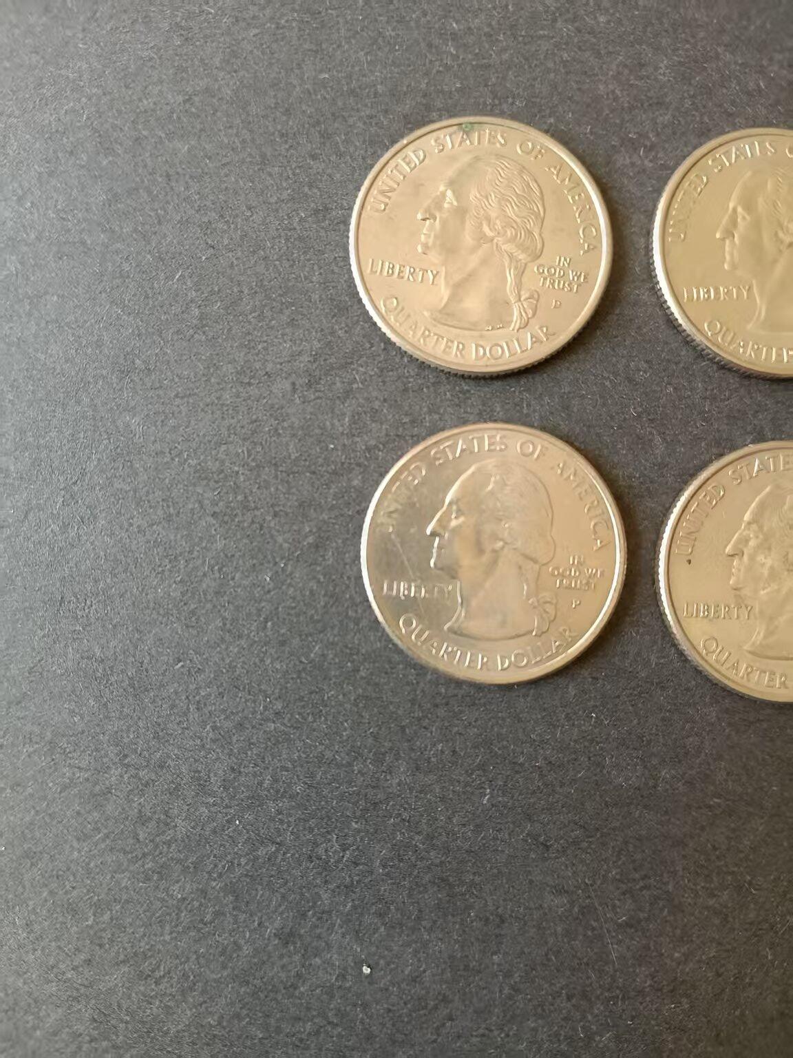 0押0拍0邮    美国硬币四分之一美元（25美分）QUARTER DOLLAR专场，1968-2013，全部自然流通好品 25美分硬币2002年D、P版10枚