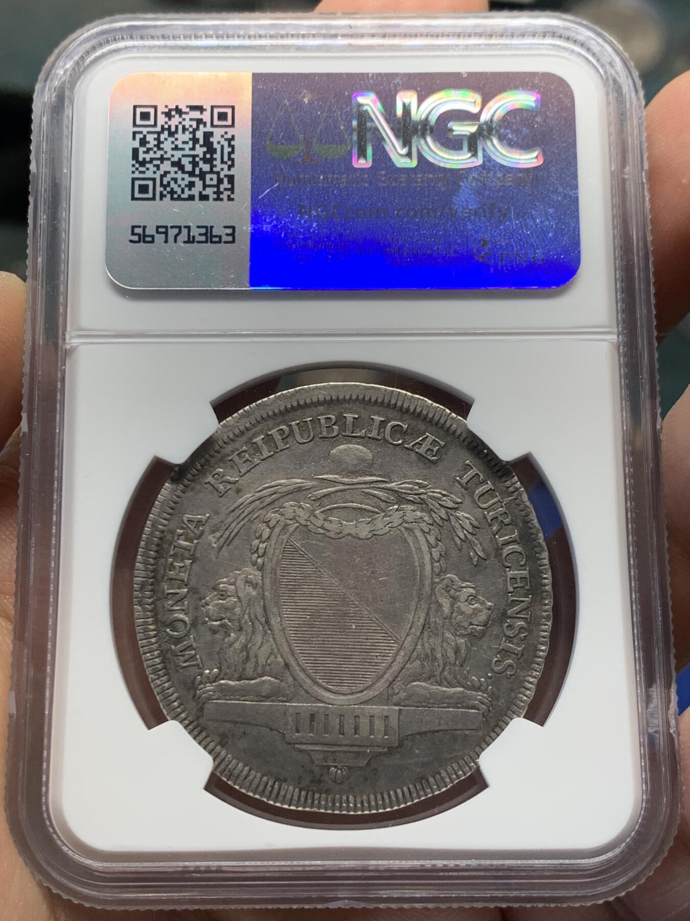 《竞宝斋》第372场 周日，周一 2场连拍 （全场包邮） NGC AU50 瑞士 1790年 苏黎世 景观泰勒大银币 非常见版本