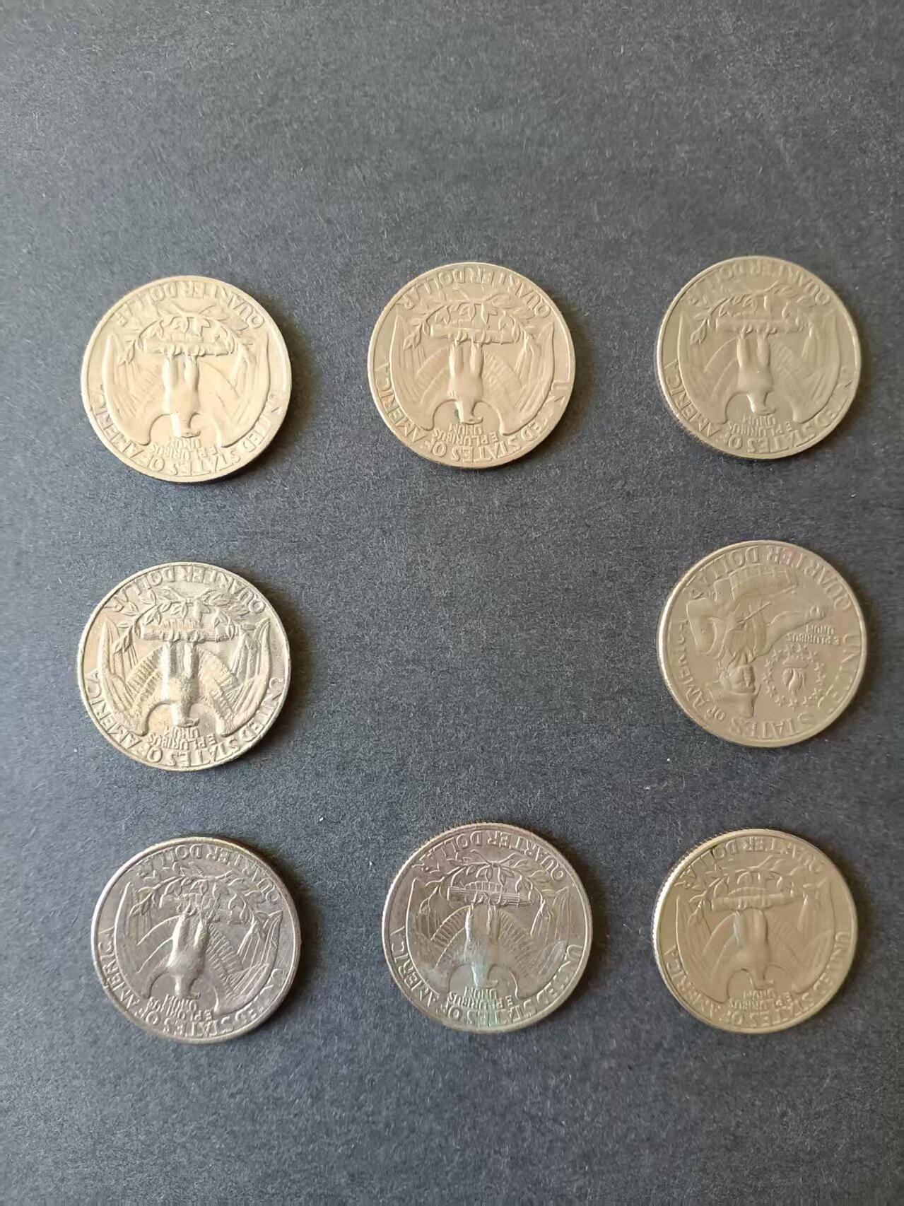 0押0拍0邮    美国硬币四分之一美元（25美分）QUARTER DOLLAR专场，1968-2013，全部自然流通好品 25美分硬币20世纪70年代无版 8枚