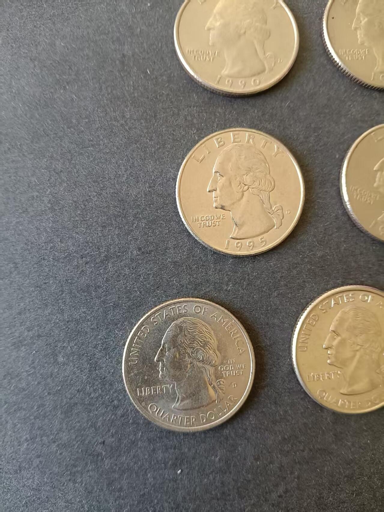 0押0拍0邮    美国硬币四分之一美元（25美分）QUARTER DOLLAR专场，1968-2013，全部自然流通好品 25美分硬币20世纪90年代D版 13枚