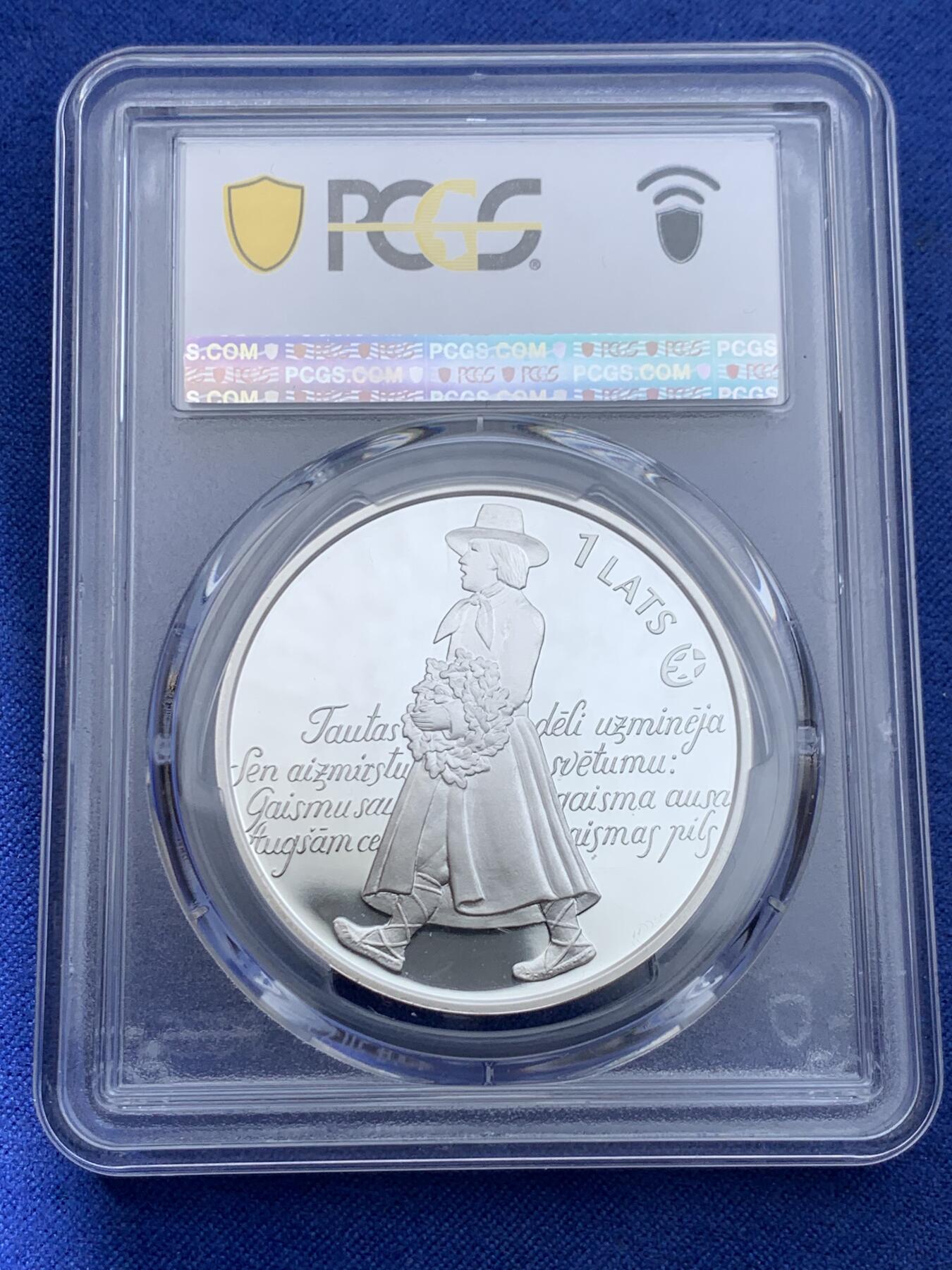 《竞宝斋》第372场 周日，周一 2场连拍 （全场包邮） PCGS PR67DCAM 拉脱维亚2008年1拉特音乐节1盎司银币