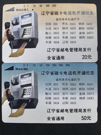 中国集卡电话磁卡专场拍卖（三十） - 辽宁开通一孔旧卡无折无指甲印