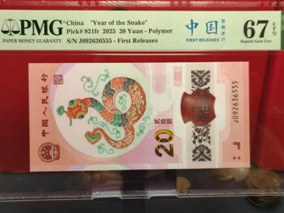 永春臻藏 - 蛇钞豹子号555一张 PMG67