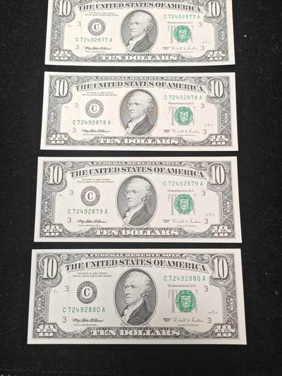 美国纸币 1995年 小头 10美元 全新UNC 单价 - 美国纸币 1995年 小头 10美元 全新UNC 单价