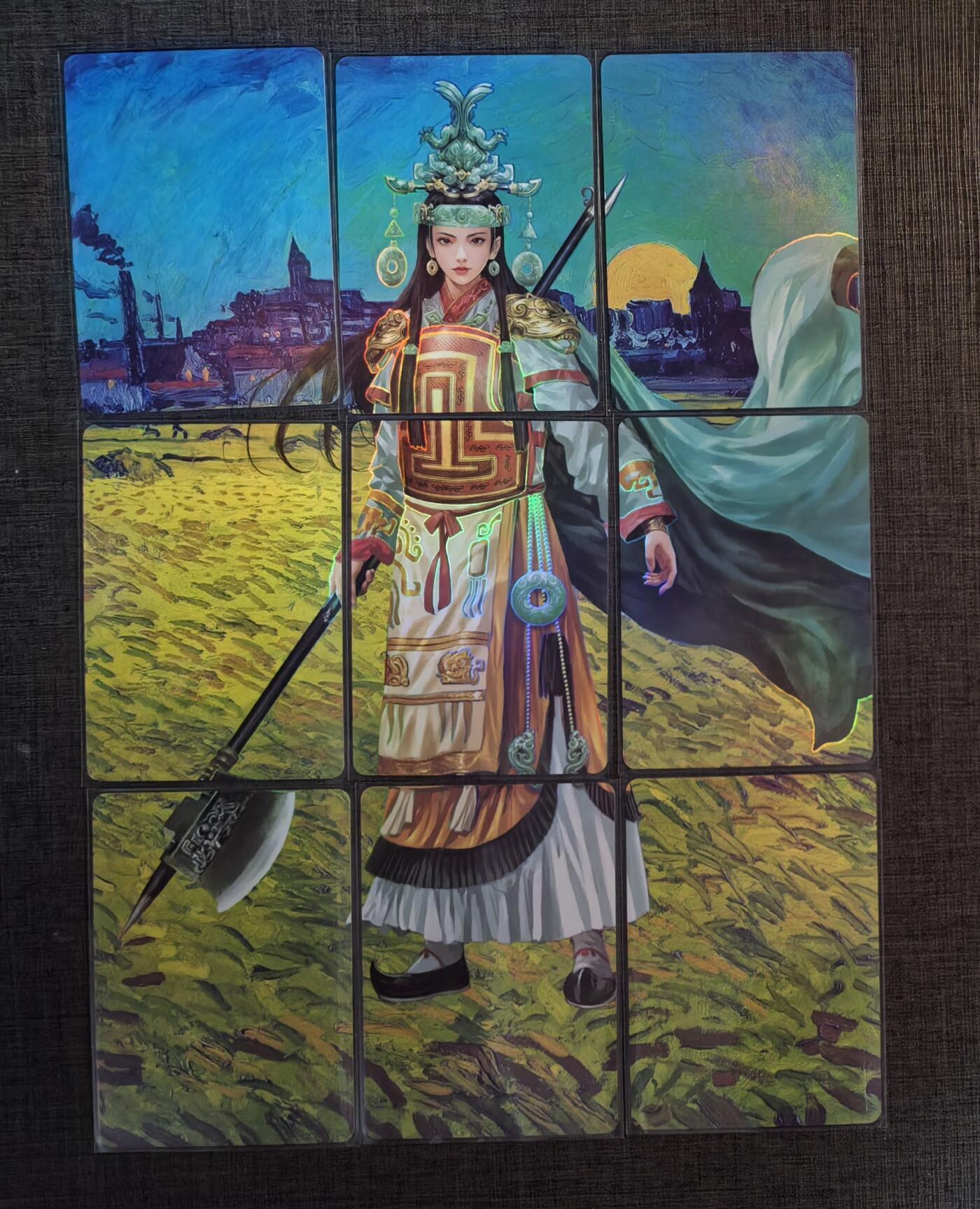 清仓！清仓！全部清仓！ 逍遥卡牌华夏九州志油画妇好九拼（正面彩闪，背面普卡）。