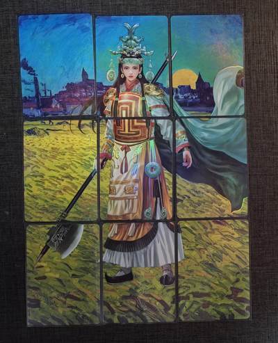 清仓！清仓！全部清仓！ 逍遥卡牌华夏九州志油画妇好九拼（正面彩闪，背面普卡）。