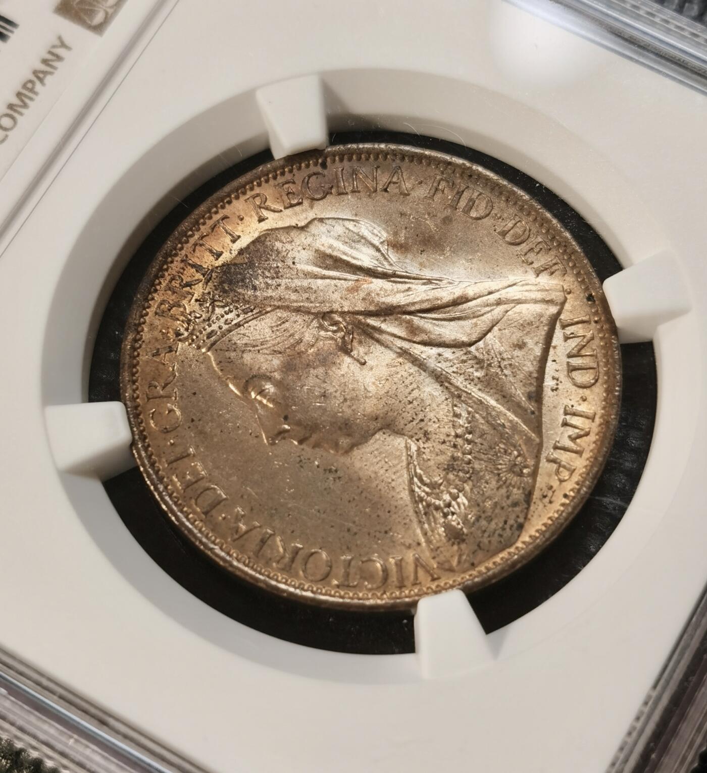  甄臻铺-世界币章拍卖（第13期）送拍享返佣金等优惠多多 NGC-MS63 RB  英国1901年维多利亚女王1便士大铜币 铜光很好 底板转光强