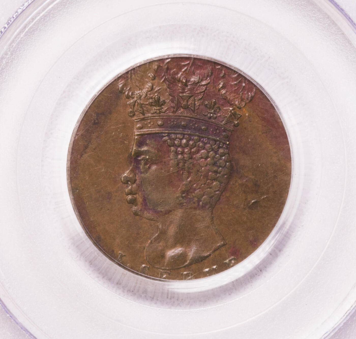 PCGS-MS62BN 1792巴巴多斯海神半便士原铸铜币 亚军
