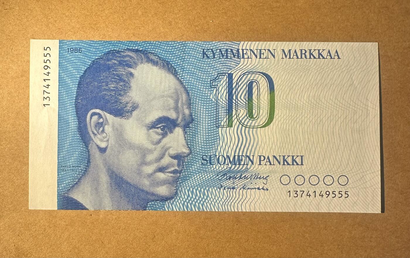 纸币场无佣金 UNC芬兰10 靓号555