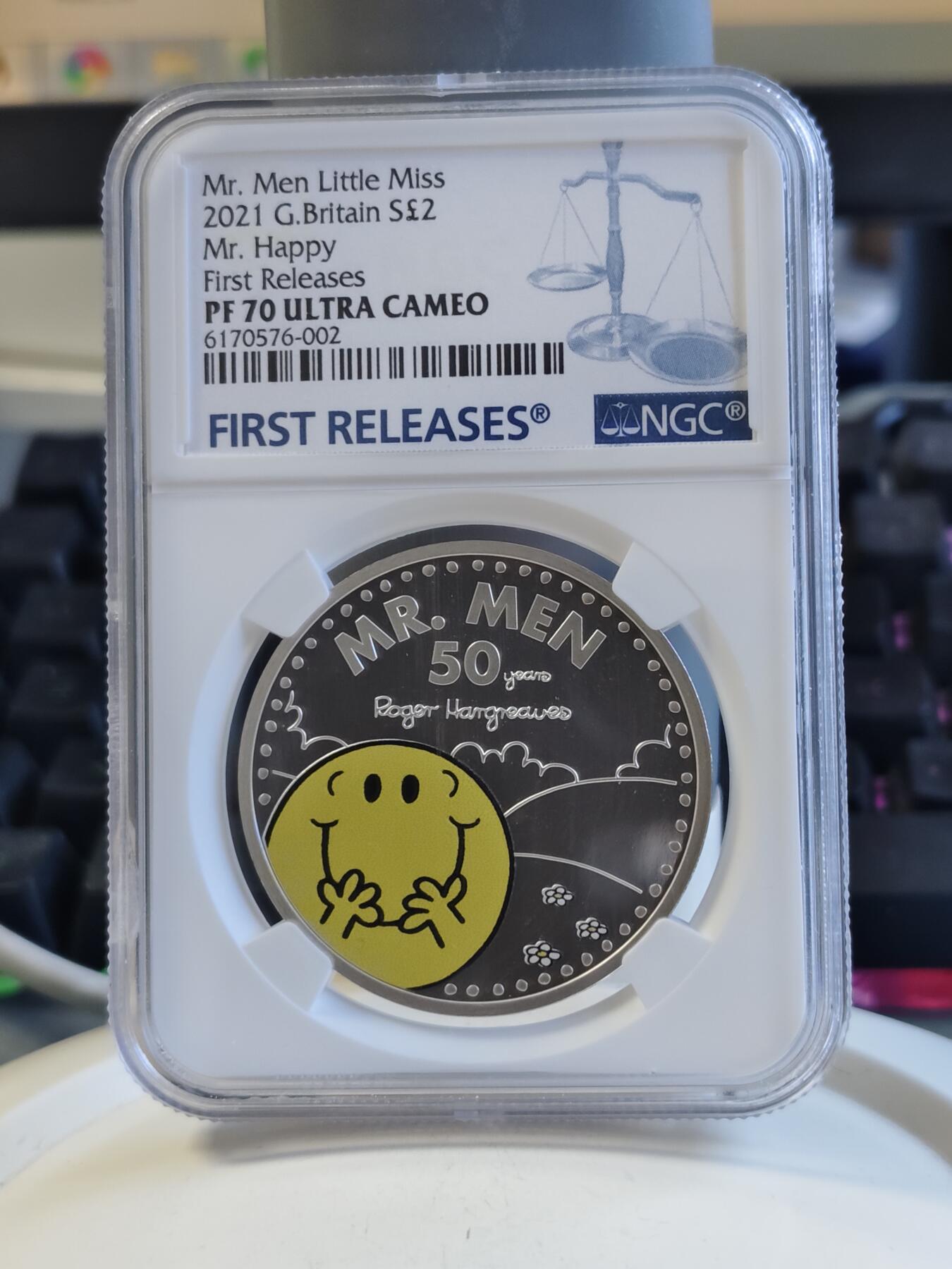 第168期拍卖【长期征集拍品】 英国2021年阳光小姐姐彩色精制银币NGC-PF70首原盒证书，999银，1盎司，发行6500枚