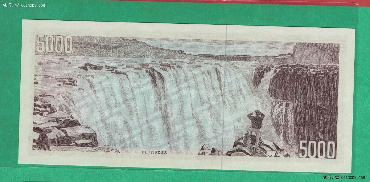 冰岛1961年5000克朗 签名38 欧洲纸币 实物图 UNC
