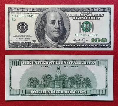 美国纸币  黑白大头版 100美元 全新UNC - 美国纸币  黑白大头版 100美元 全新UNC