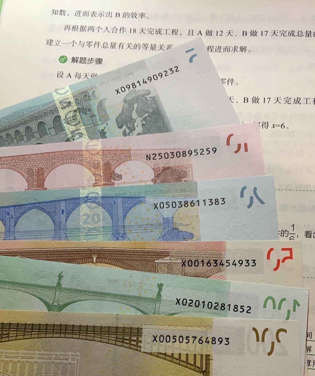 欧洲欧盟欧元5欧10欧20欧50欧100欧200欧首签一签全新如图裸币品相自鉴