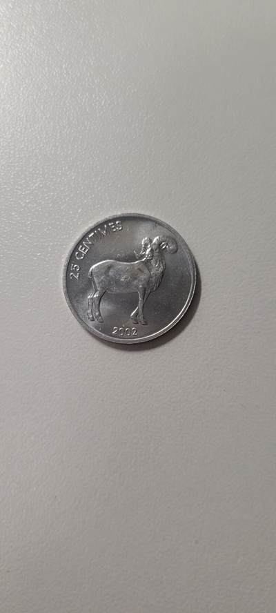 2025第十四期 刚果2002年25分铝币 狮子山羊 全新UNC 少见