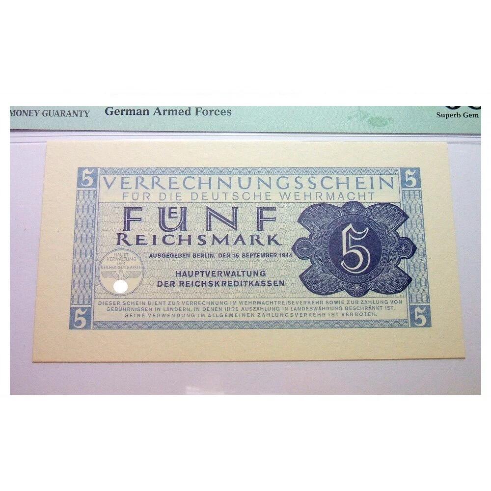 难得超高分 PMG MS68 德国第三帝国1944年5马克 全新原光