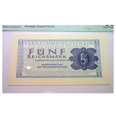 难得超高分 PMG MS68 德国第三帝国1944年5马克 全新原光 - 难得超高分 PMG MS68 德国第三帝国1944年5马克 全新原光