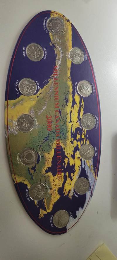 2025第十四期 原厂卡装，加拿大2000年25分镍币12枚全套，千禧年纪念币