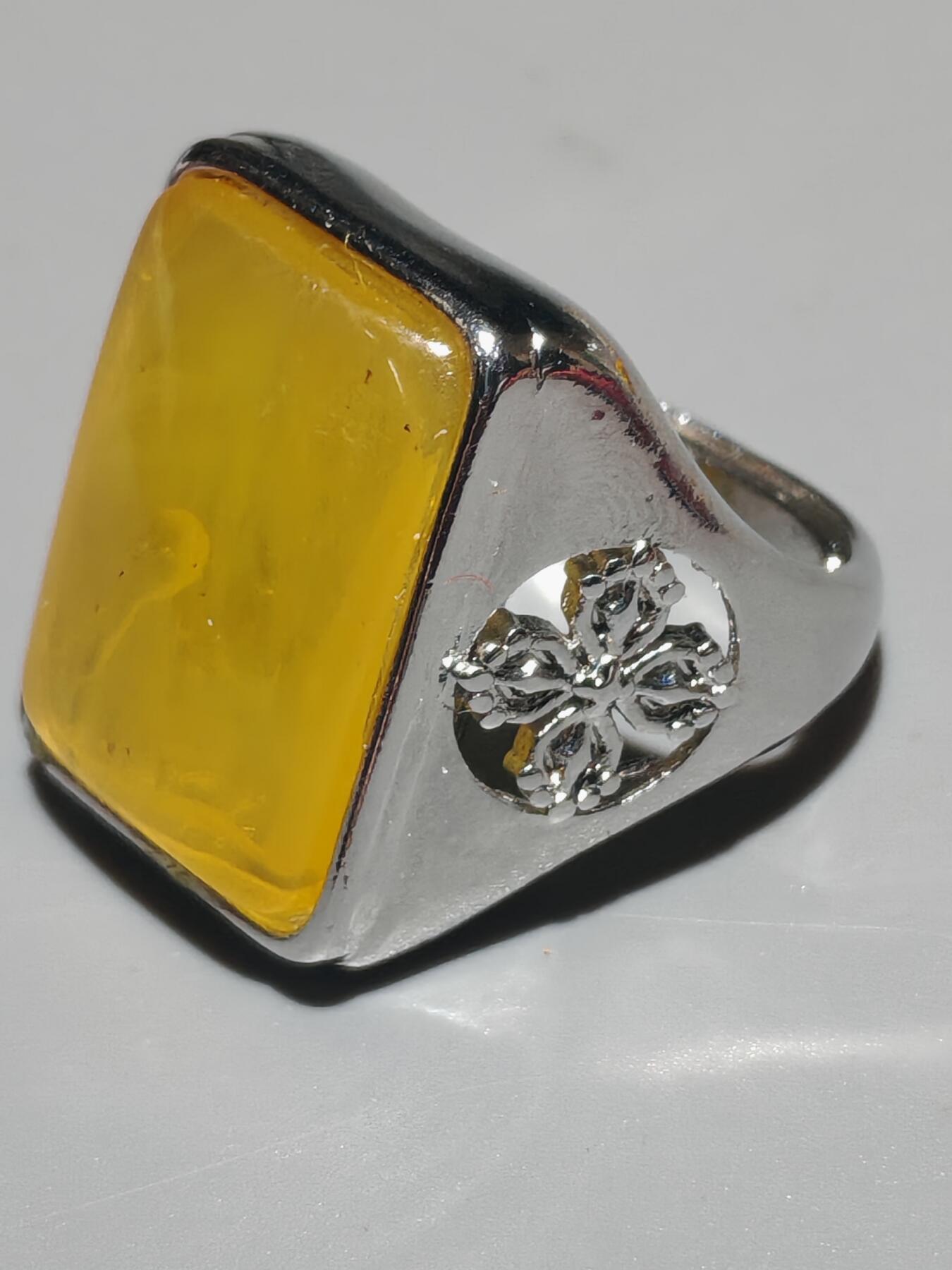❤️天然原矿蜜蜡戒指(39017) 戒面21*16mm重量12.3g
