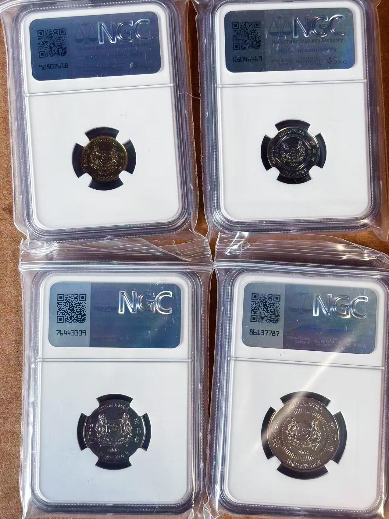 【Blue Auction】世界纸币精拍第652期【精】——16级TOP拍卖/信誉/品质/专业/高效💫 【一组4枚】新加坡 2004年5-50分 NGC MS66