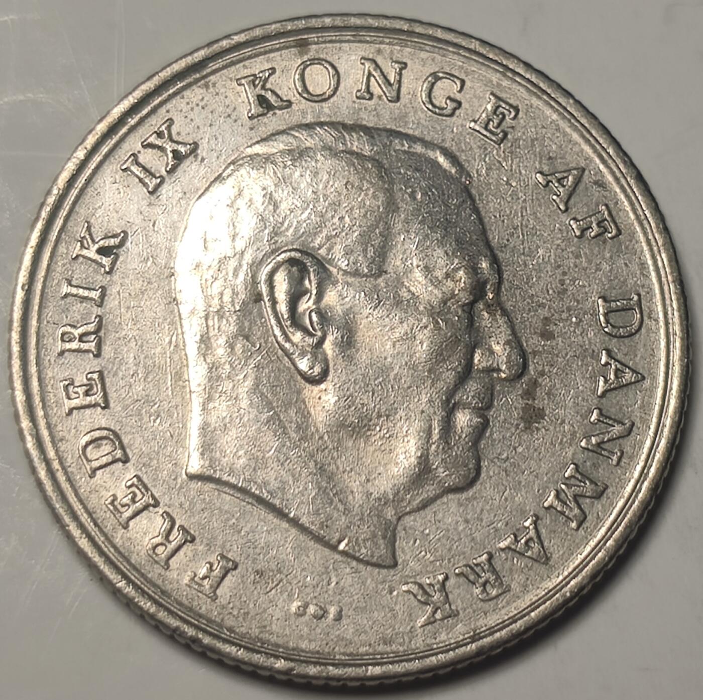 泉币菌-第19场-中外散币乐园 丹麦1963年1克朗 皇冠 弗雷德里克九世国王 CS版 铜镍币 25.5mm