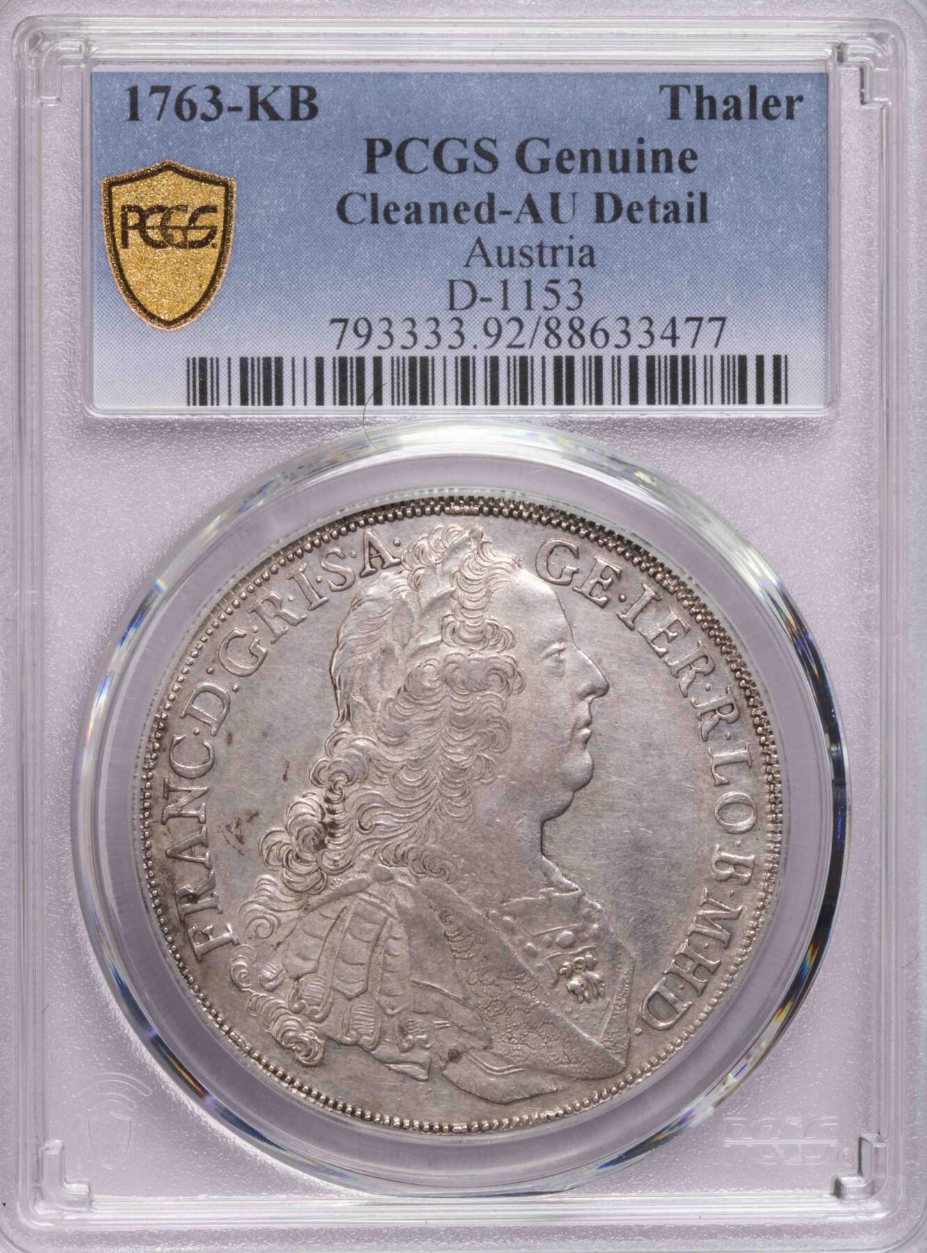 PCGS-AUD 1763奥地利弗朗茨一世泰勒大银币