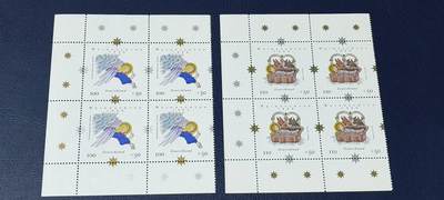 德国邮票专场，都是四方联套票 - 德国邮票四方联一套。1999年发行，圣诞节  降生  天使  等2全