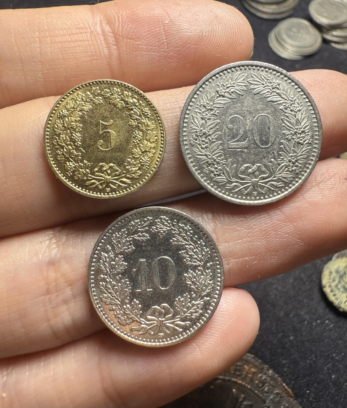 南宋泉阁俄币 外币 国币 专场第九期【送拍无额外佣金】 瑞士20/10/5分流通币一组三枚