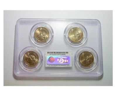 少见大盒PCGS MS65 美国杰斐逊1元总统币 4个版全齐 开卷原光  少见大盒PCGS MS65 美国杰斐逊1元总统币 4个版全齐 开卷原光 